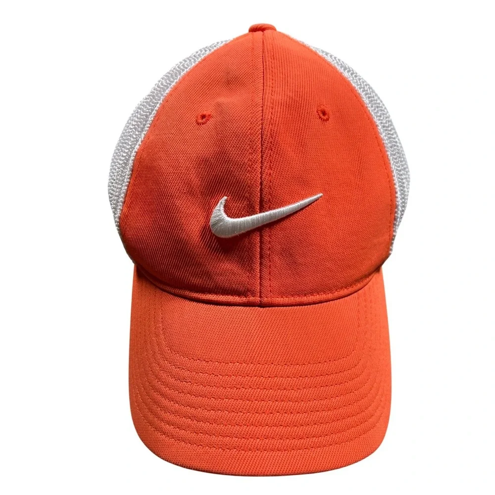 Nike Golf VRS RZN FlexFit Hat Mens Orange White Mesh Swoosh Cap‎ Athletic Summer
